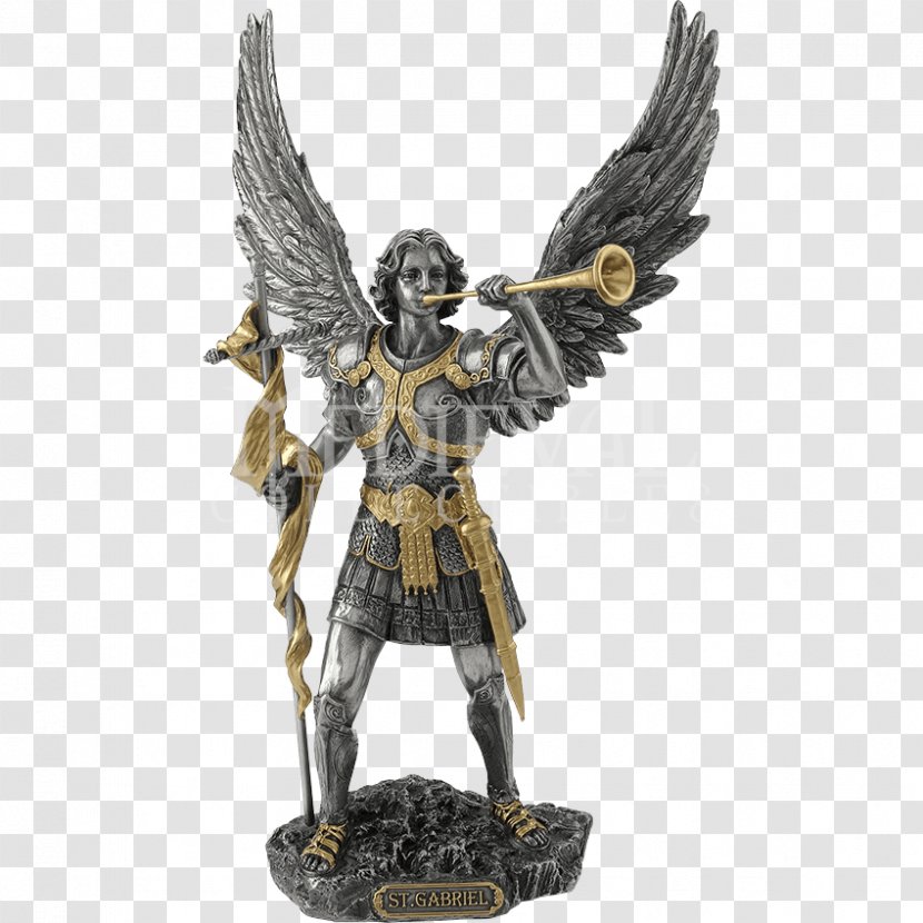Gabriel Michael Bronze Sculpture Figurine Archangel - Angel Transparent PNG