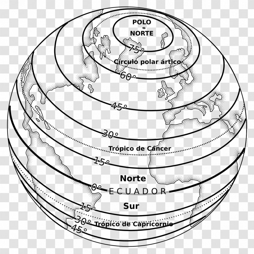 Globe Geographic Coordinate System Latitude Longitude Geography - Line Art Transparent PNG