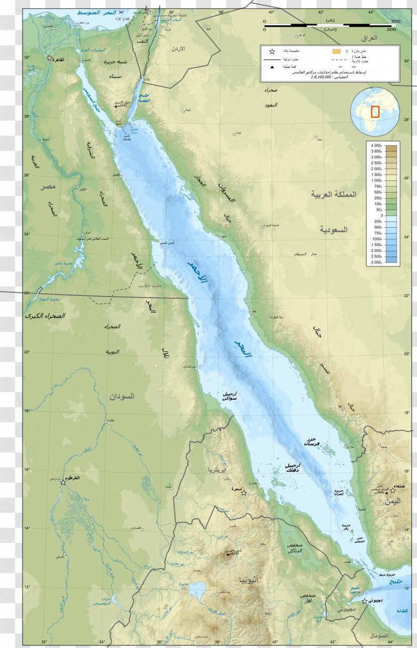 Red Sea Mediterranean Suez Canal Body Of Water Bab-el-Mandeb - Bathymetry - Topo Transparent PNG