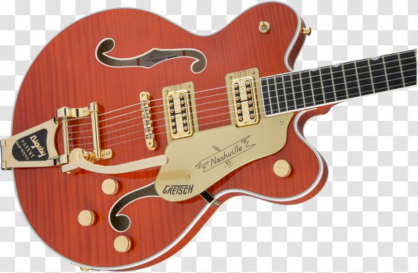 Electric Guitar Gretsch Bigsby Vibrato Tailpiece Cutaway - Fingerboard - Flame Tiger Transparent PNG