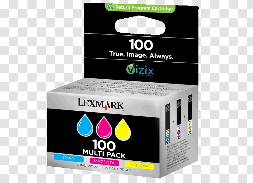 Lexmark Cartridge No. 100XL Ink - Toner - 1-pack Yellow600 Pg PrinterBlister Transparent PNG