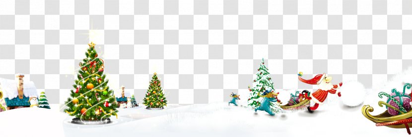 Santa Claus Christmas Tree Decoration Reindeer - New Years Day - Background Material On The Snow Transparent PNG