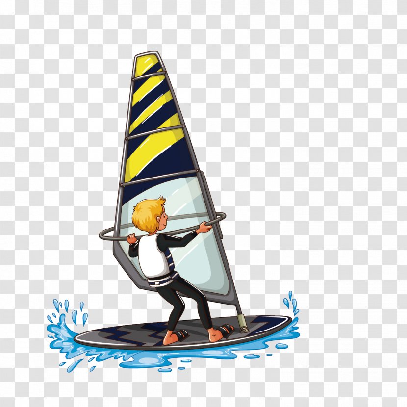 Sport Water Polo Clip Art - Vector Cartoon Boy Sailing Exercise Transparent PNG