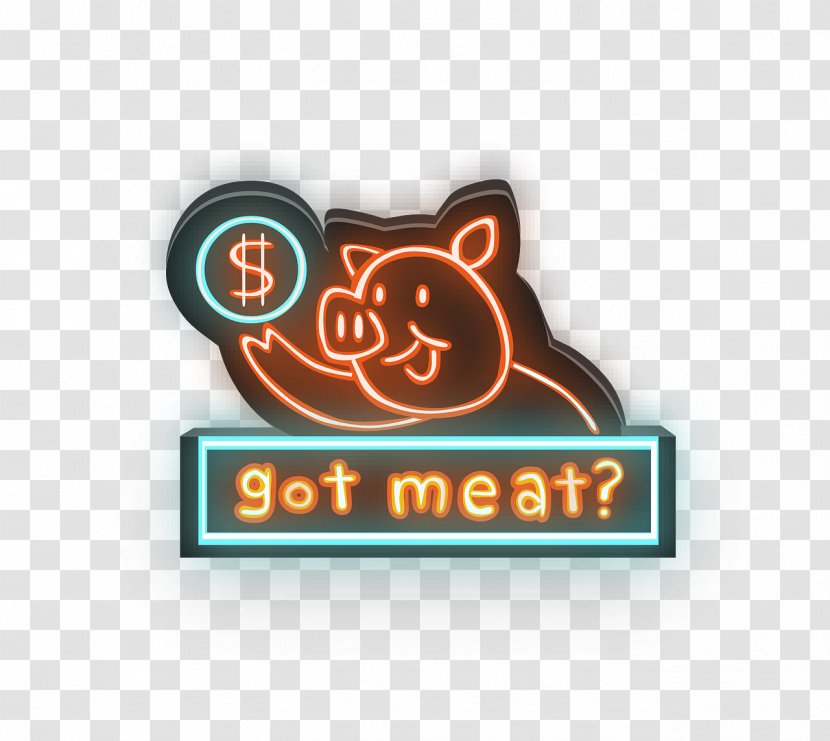 Neon Sign Domestic Pig Lighting - Label - Meat Transparent PNG