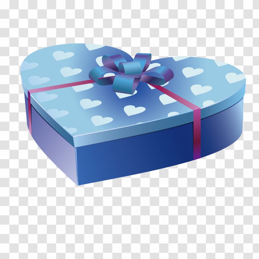 Vector Blue Love Gift Box - Product Transparent PNG