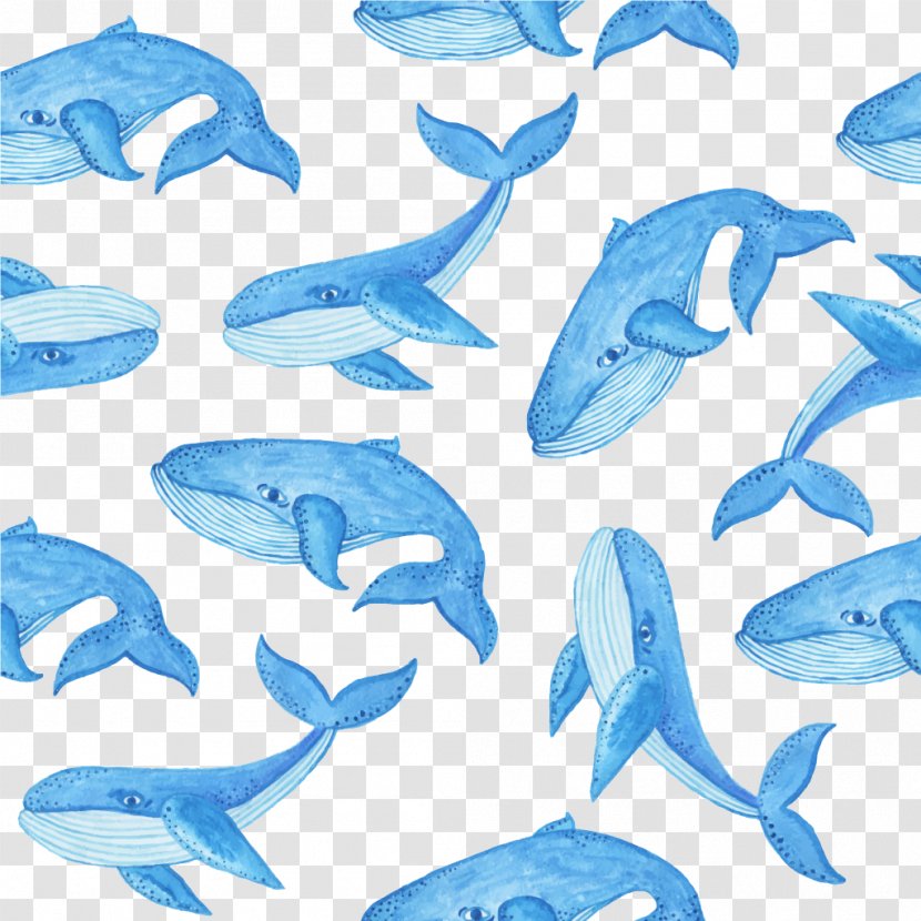 Blue Whale Pattern - Drawing Tile Transparent PNG