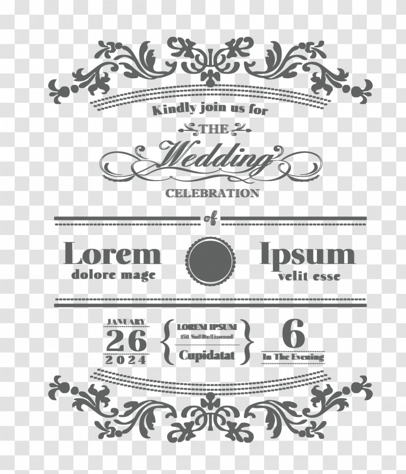 Wedding Invitation Logo Font - Monochrome - Card Requirements Transparent PNG