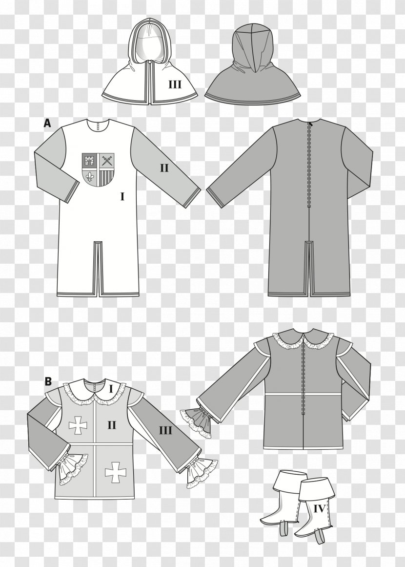 T-shirt Middle Ages Dress Medieval Clothing Pattern - Material Transparent PNG