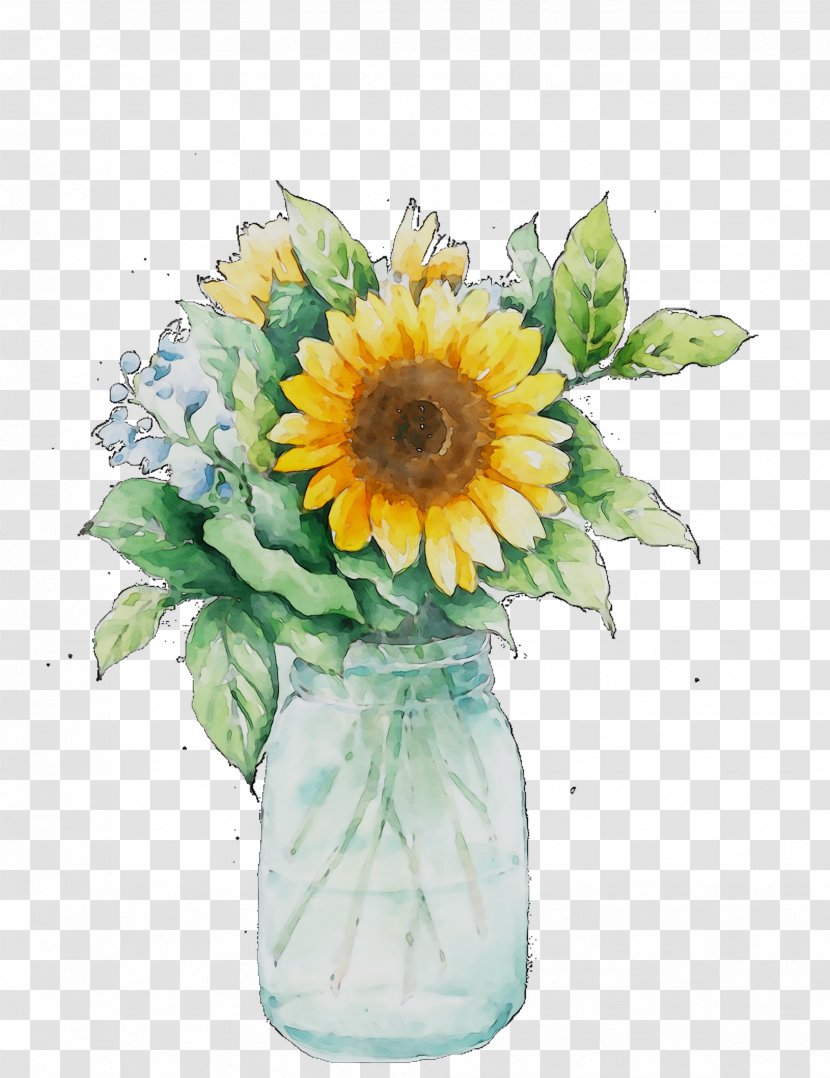 Common Sunflower Floral Design Vase Cut Flowers - Gerbera - Flower Transparent PNG