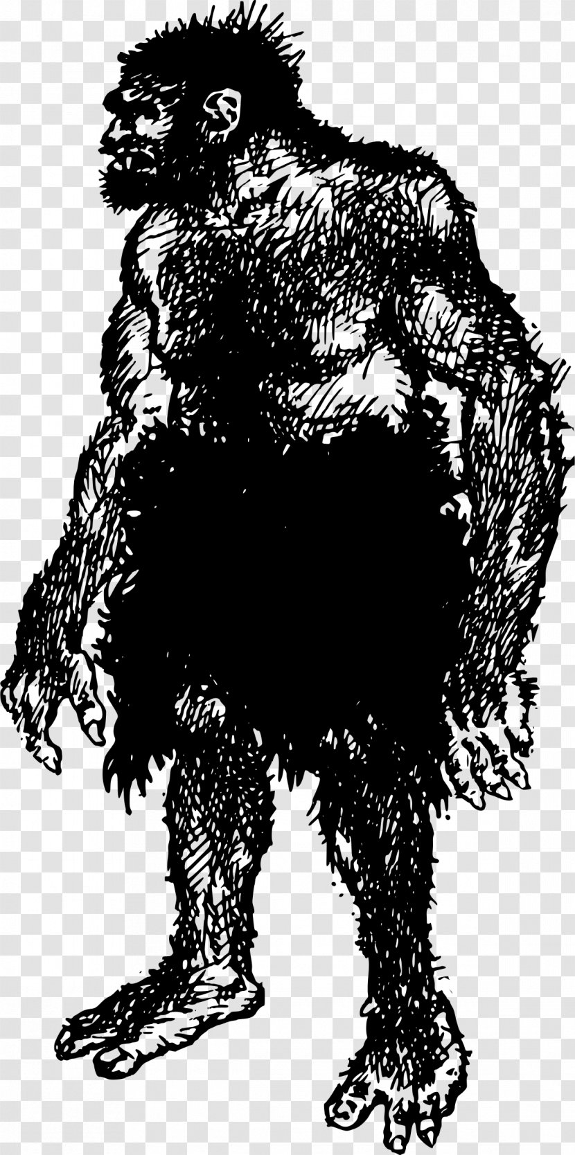 Gorilla Neandertal Drawing Caveman Clip Art - Hairy Men Transparent PNG