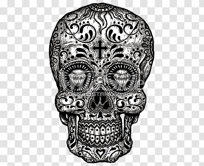Calavera Day Of The Dead Skull T-shirt Candy - Coloring Book - White Sugar Transparent PNG