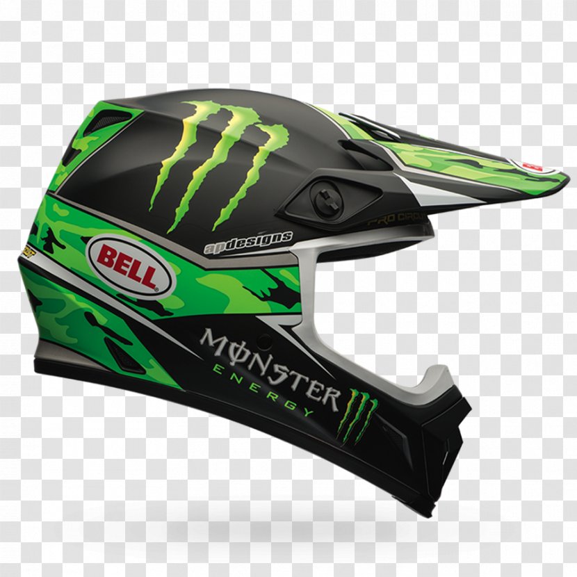Motorcycle Helmets Monster Energy Bell Sports Motocross - Kick Start Transparent PNG