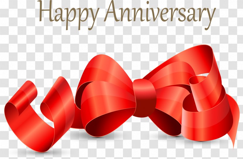 Wedding Anniversary Birthday - Silver Jubilee - Red Ribbon Bow Creative Transparent PNG