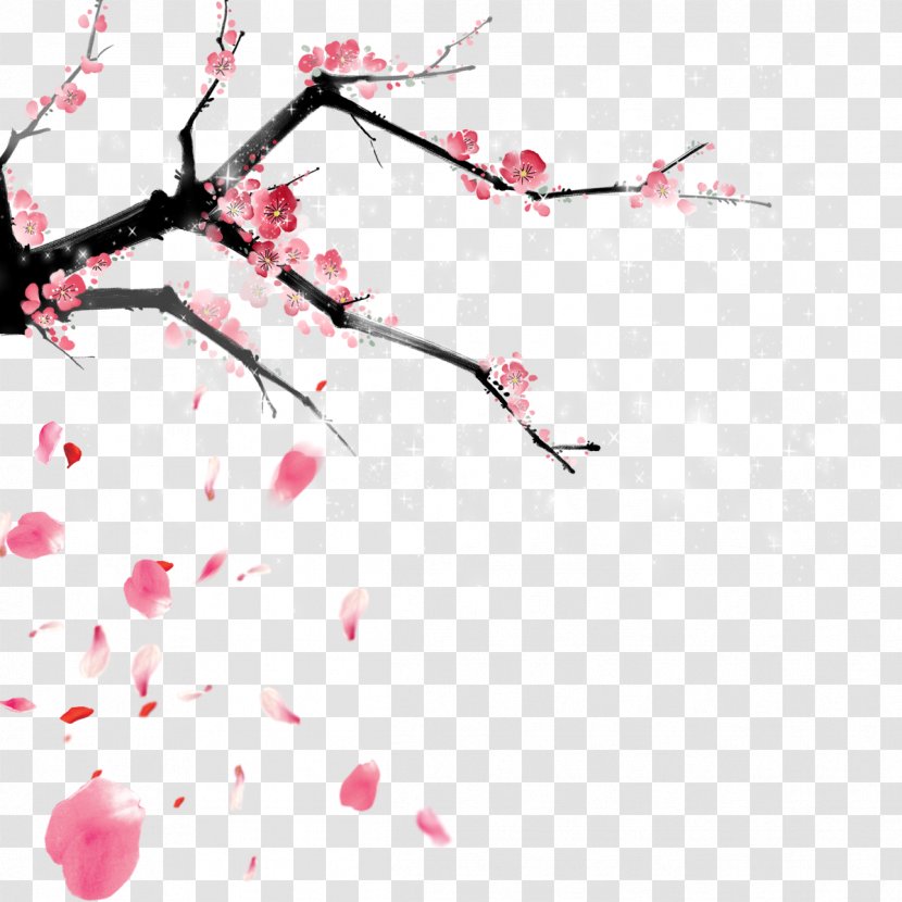 Petal Cherry Blossom Flower - Tree Petals Fly Image Transparent PNG