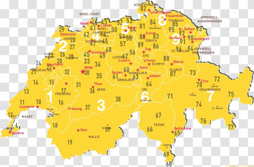 Switzerland Postal Codes In Germany Postleitzahlenkarte - World Map Transparent PNG