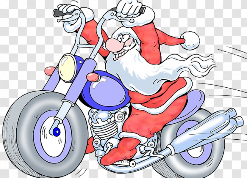 Santa Claus Motorcycle Rally Stock Photography Illustration - Flower - Electric Transparent PNG