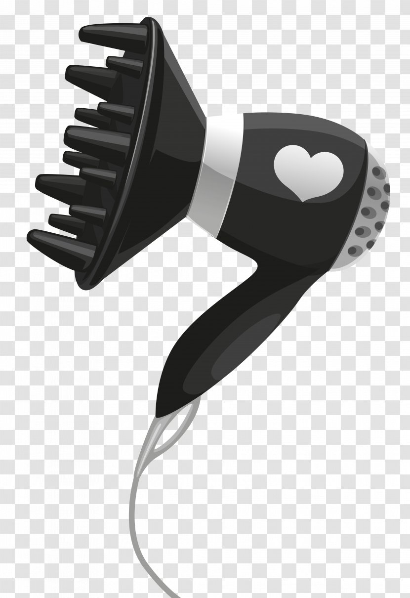 Hair Dryer Iron Hairdresser Clip Art - Product - Black Hairdryer With Heart Clipart Image Transparent PNG