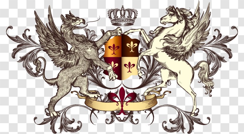 Griffin Heraldry Coat Of Arms Stock Photography - Royaltyfree - Vector Medieval Pegasus Logo Transparent PNG