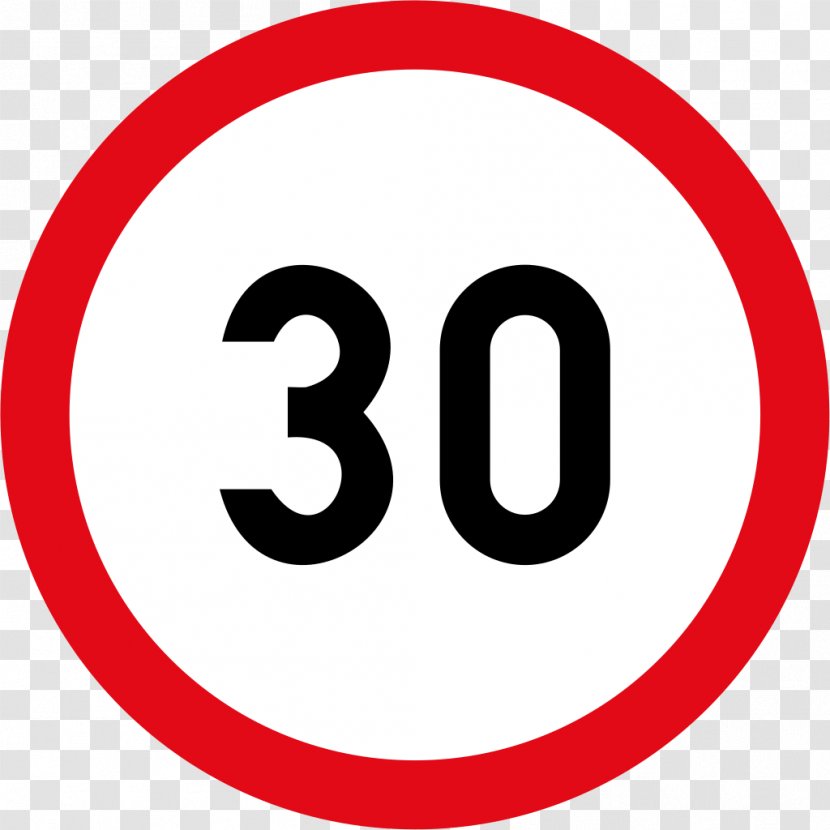 Speed Limit Traffic Sign Number - Numerical Digit - 30 June Transparent PNG