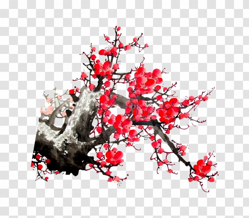 Plum Blossom Ink Wash Painting Chinese - Plant - Flower Transparent PNG