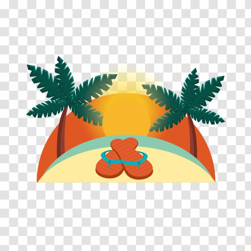 Clip Art - Illustration - Coconut Trees And Slipper Transparent PNG