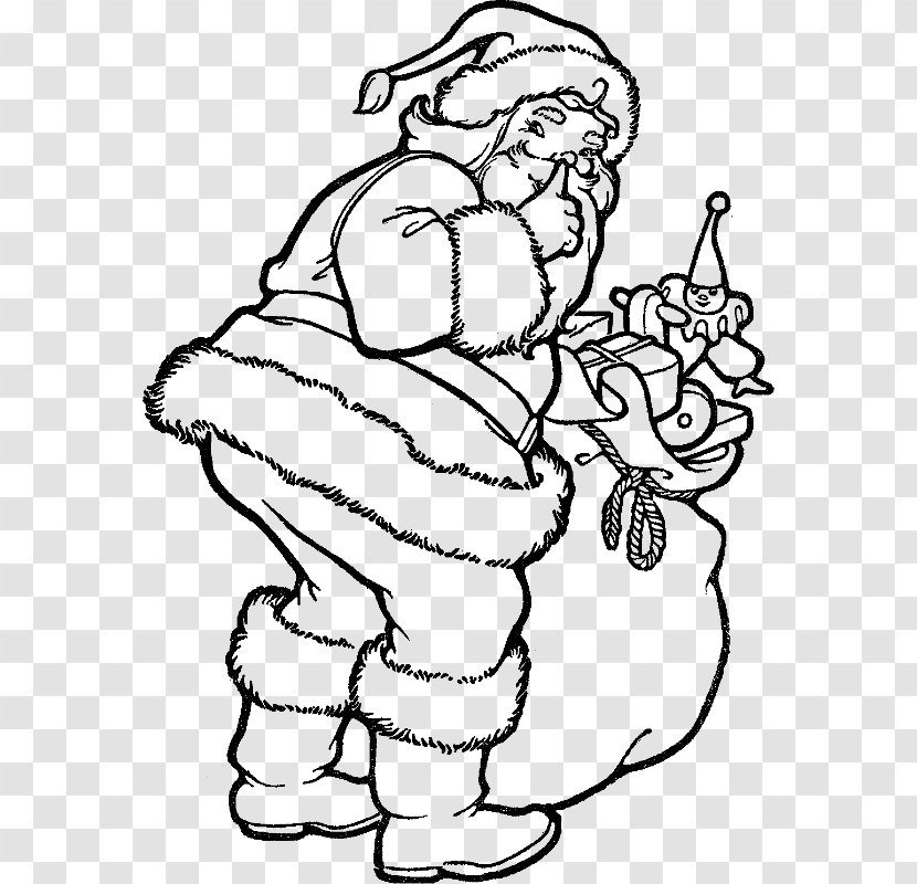 Santa Claus Line Art Drawing Clip - Flower Transparent PNG