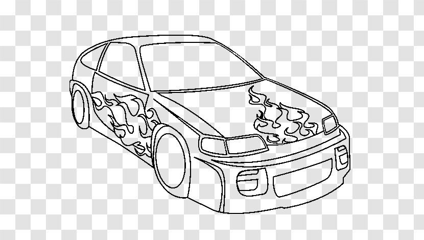 Sports Car Auto Racing Coloring Book - Line Art - Cars Pages Transparent PNG