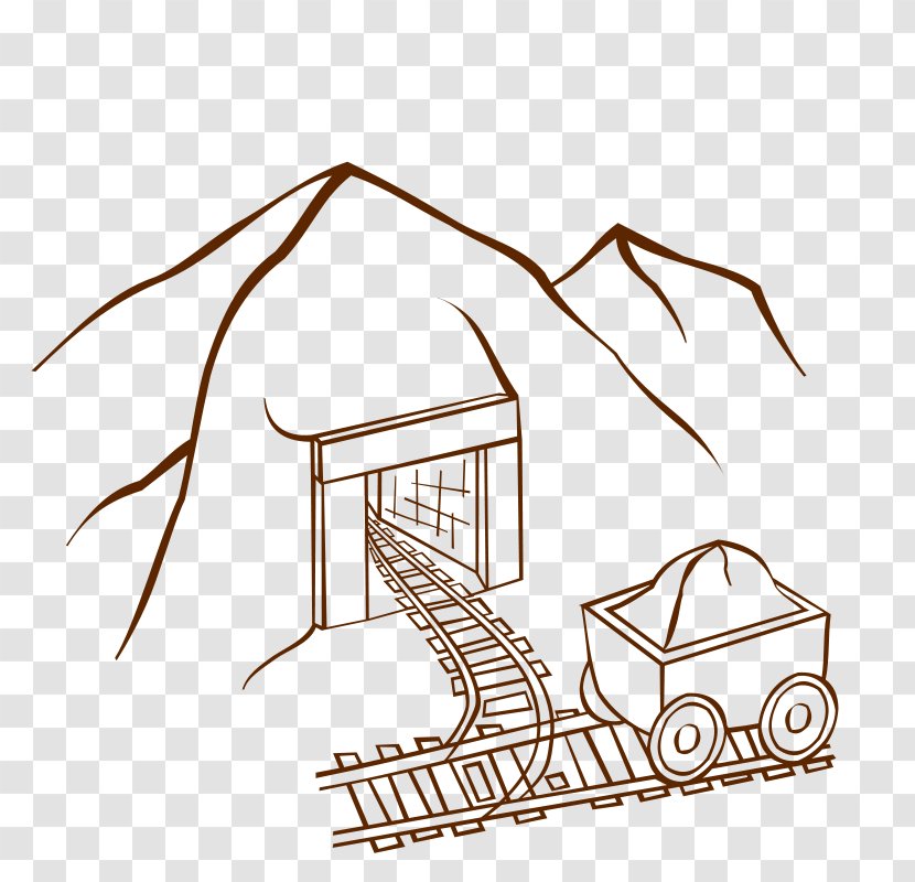 Klondike Gold Rush California Coloring Book Coal Mining - Line Art Transparent PNG