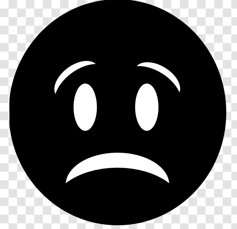 Sadness Smiley Face Frown Clip Art - Black And White Sad Transparent PNG