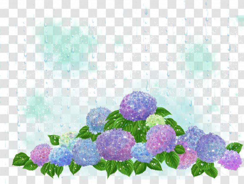 Flower French Hydrangea Wallpaper - Raster Graphics - Colored Glow Under Transparent PNG