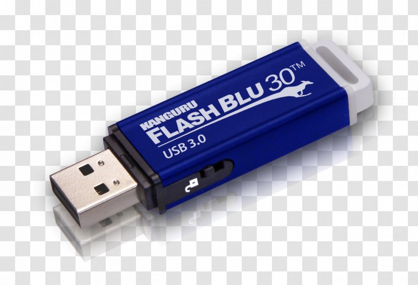 Kanguru FlashBlu 30 SS3 USB 3.0 16GB Flash Drive With Physical Write Protect Switch Drives Protection - Usb - Hardware Store Transparent PNG