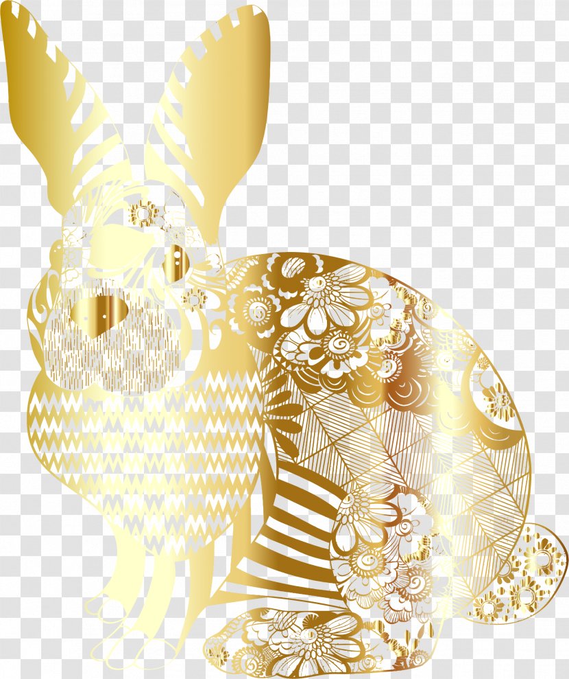 Easter Bunny Rabbit Desktop Wallpaper Clip Art - Flower - Gold Transparent PNG