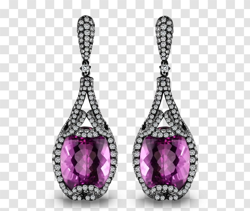 Earring Amethyst Jewellery Diamond - Fashion Accessory Transparent PNG