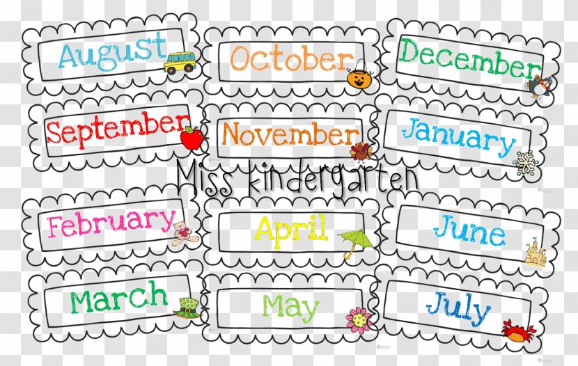 Month Calendar Pre-school Kindergarten Classroom - Teaching The Months Of Year Transparent PNG