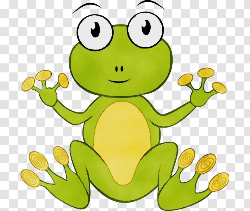 Green Cartoon Yellow Clip Art Smile - Happy Frog Transparent PNG