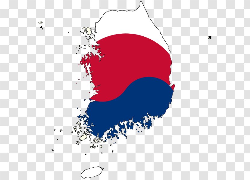 Flag Of South Korea Map - Blue Transparent PNG