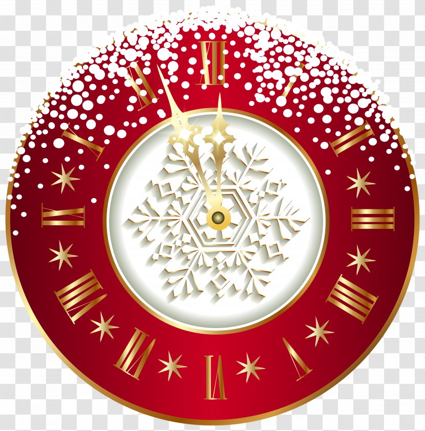 Christmas Clock New Year Clip Art - Countdown - Red Clipart Image Transparent PNG