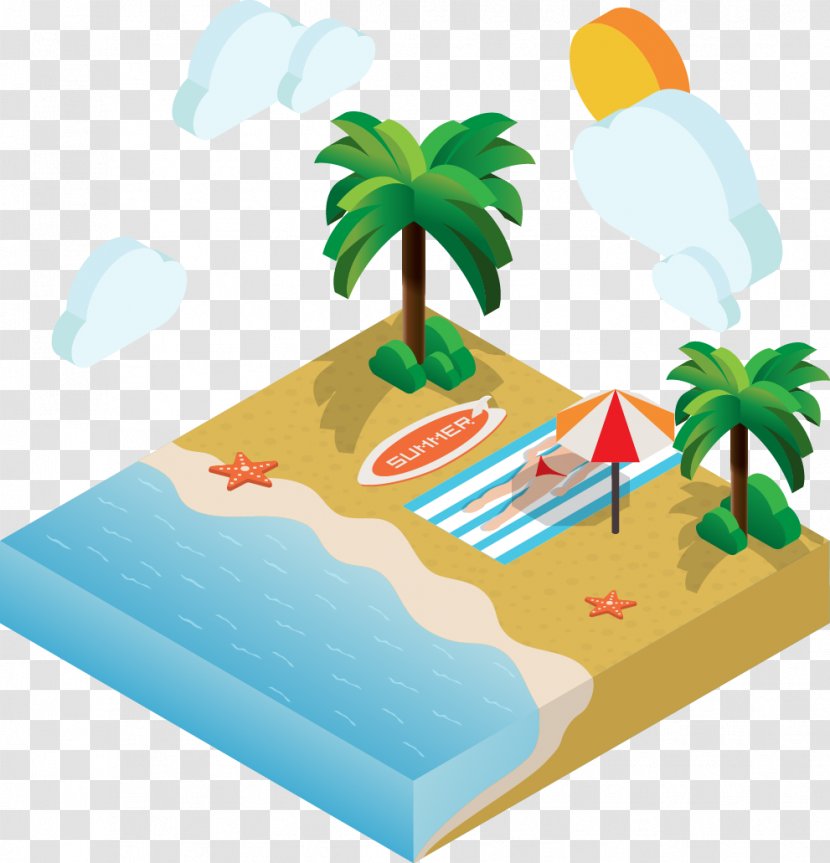 Beach Euclidean Vector - Grass - Hand-drawn 3D Ocean Transparent PNG