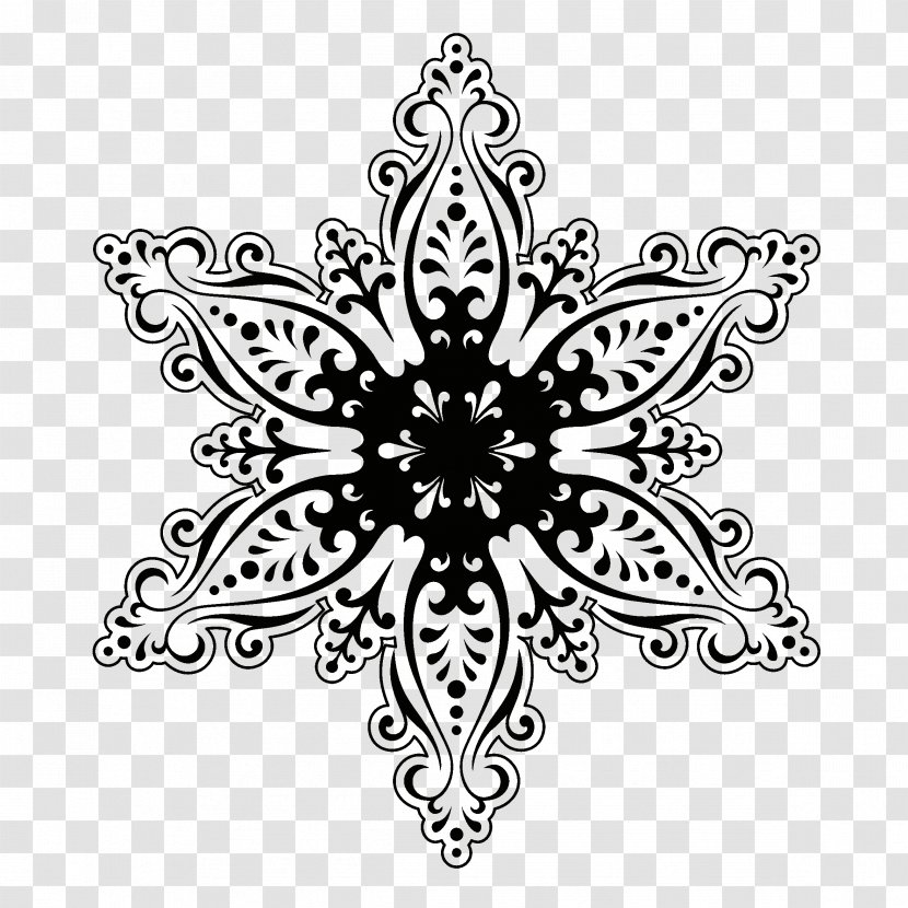 Snowflake Cartoon - Symmetry - Blackandwhite Coloring Book Transparent PNG