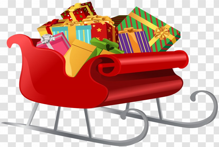 Santa Claus's Reindeer Sled Gift Clip Art - Claus - Sleigh With Gifts PNG Image Transparent PNG
