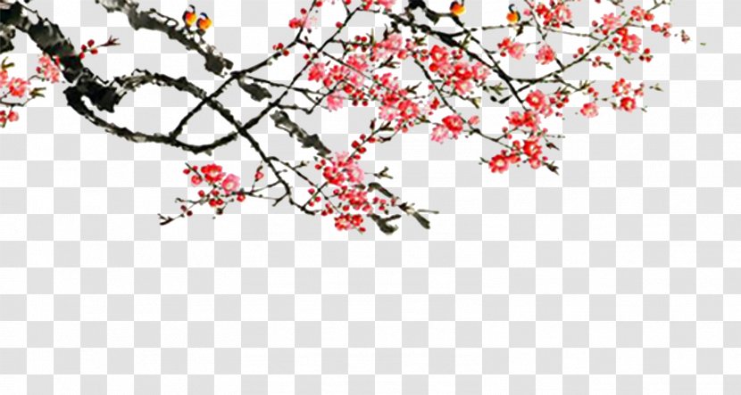 Ink Wash Painting - Cherry Blossom - Plum Flower Transparent PNG