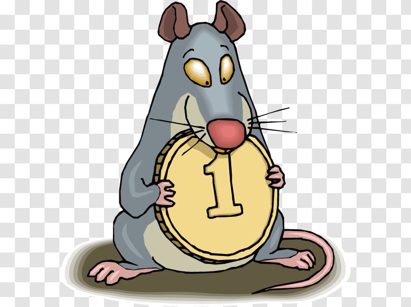 Brown Rat Black Cartoon Drawing Clip Art - Rodent - Vector Gray Mouse Holding A Dollar Coin Transparent PNG
