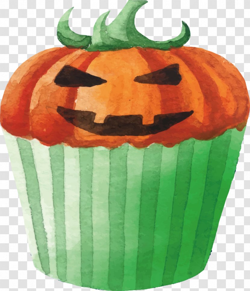 Spooktacular Halloween Cupcake Watercolor Painting - Drawing Cupcakes Transparent PNG