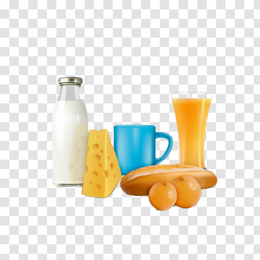 Orange Juice Milk Breakfast Drink - Fruit - Nutritious Transparent PNG