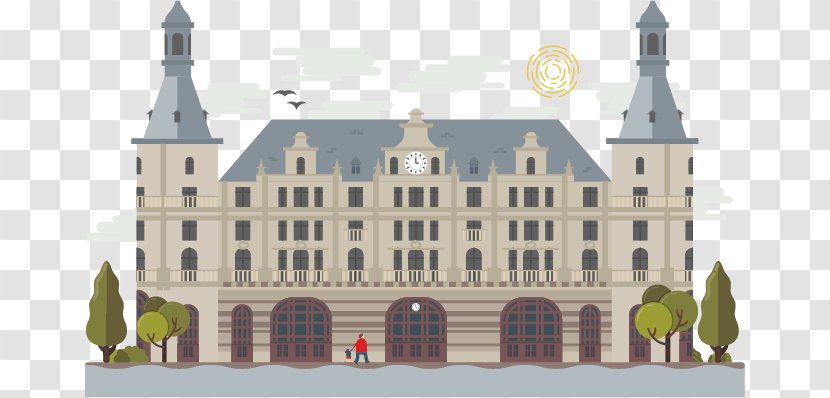 Istanbul Haydarpaşa Illustrator Architecture - Behance - Building Transparent PNG