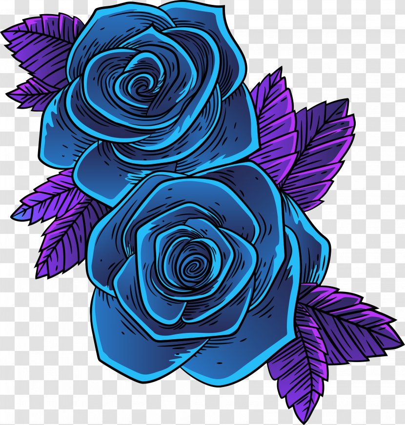 Blue Rose Garden Roses Clip Art Flower - Tattoo Transparent PNG