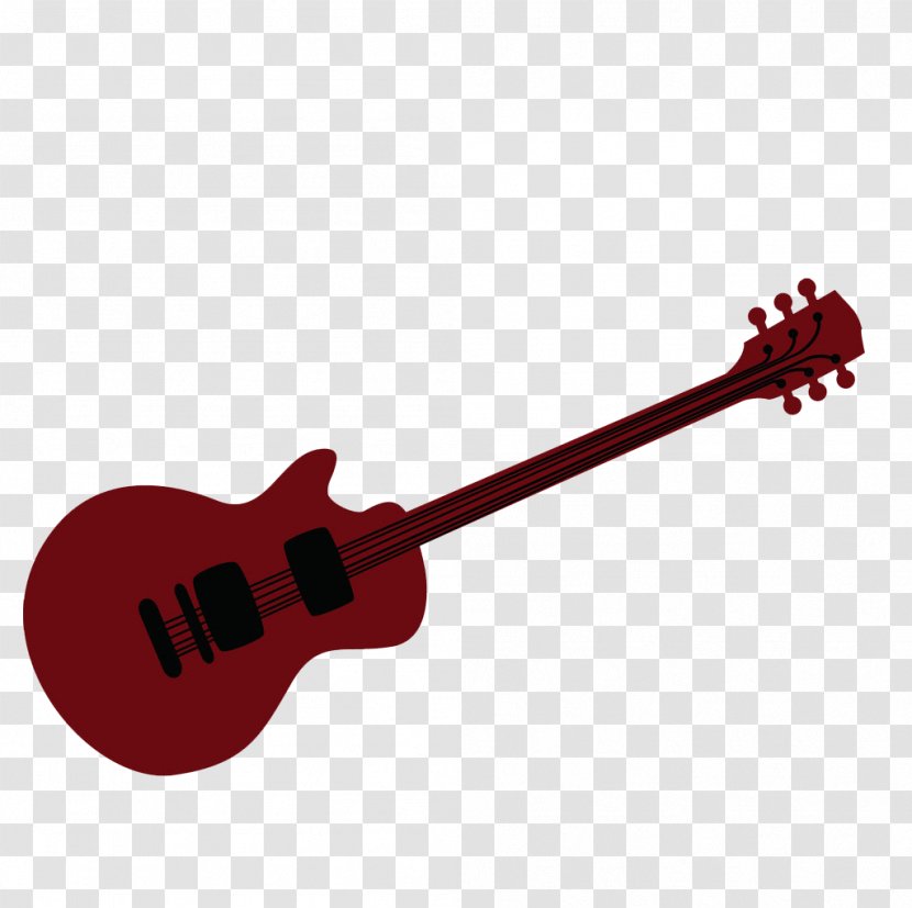 Bass Guitar Musical Instrument String - Watercolor - Red Design Transparent PNG