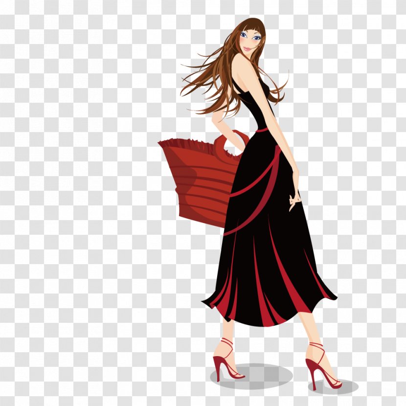 Cartoon Drawing Stock Illustration - Silhouette - Take The Package Woman Transparent PNG
