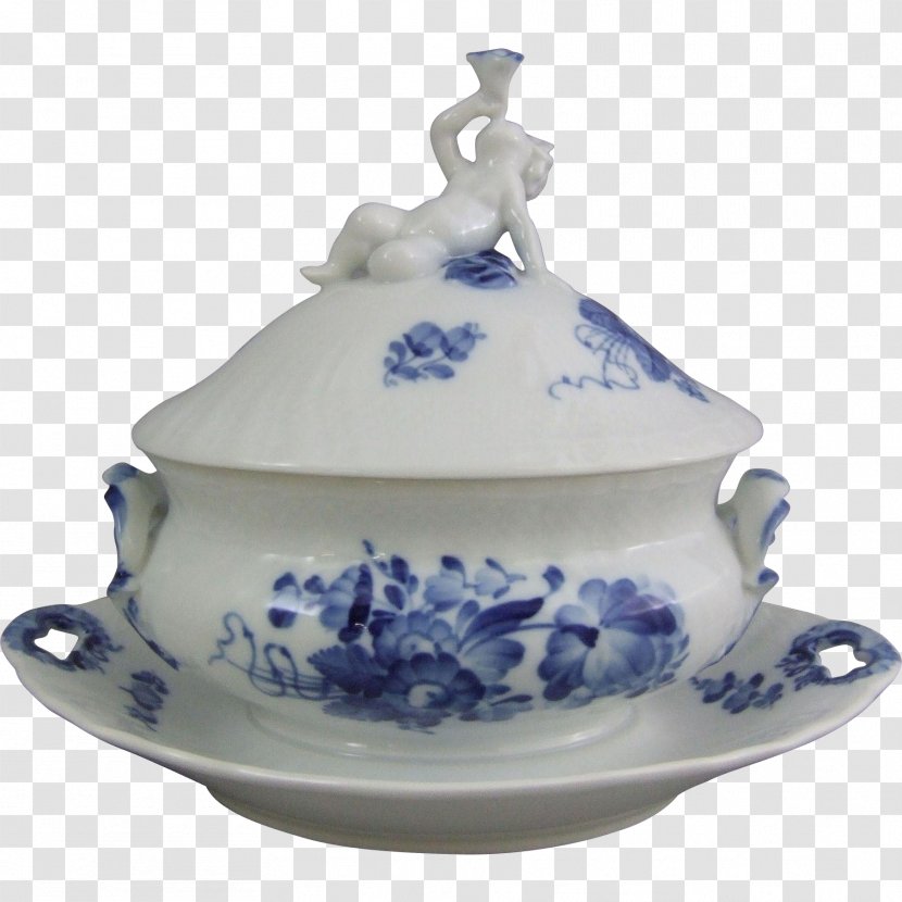 Tableware Ceramic Tureen Porcelain Plate - Blue And White - Carnations Hand Painted Transparent PNG
