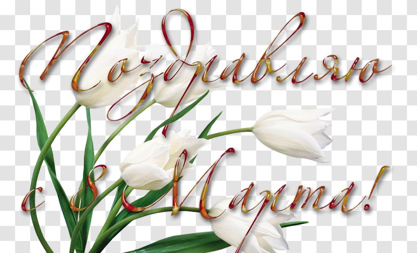 8 March Holiday International Women's Day Cut Flowers - Calligraphy - Flora Transparent PNG